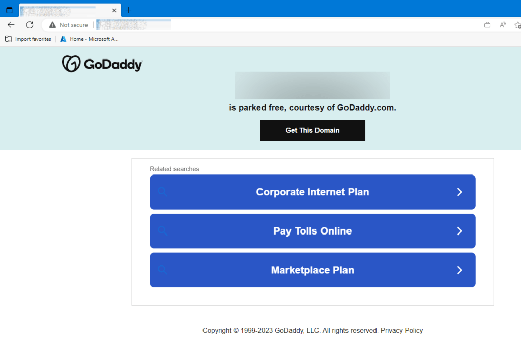 Who’s Your Daddy? Using GoDaddy as Your Registrar: Parked Domain